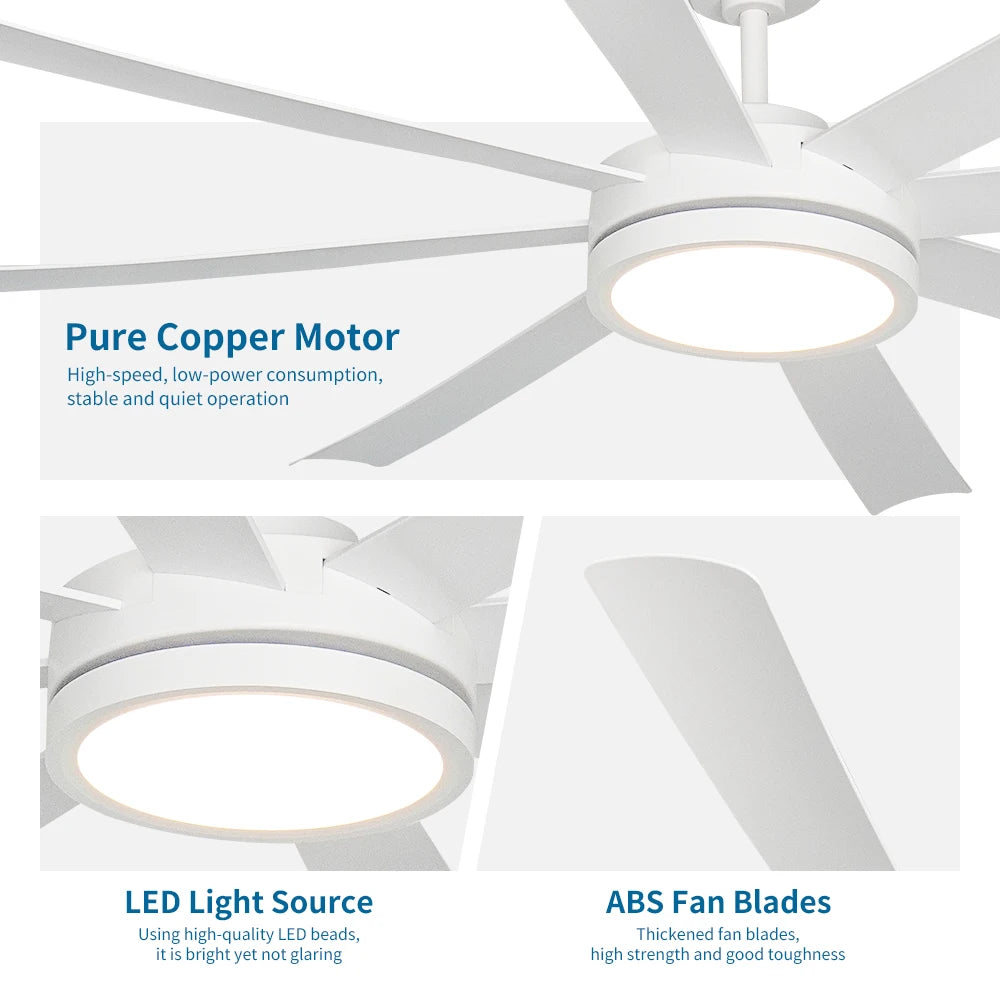 XINGOO Nordic White Ventilatore da soffitto da 72 pollici, telecomando con luce, decorazione per la casa, soggiorno, lampadario da soffitto per camera da letto