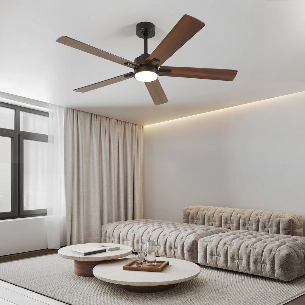 Ventilatore da Soffitto 52'' per Piccoli Ambienti: Ventilatori da Soffitto Moderni con Luce e Telecomando - Motore DC Reversibile Silenzioso Dimmerabile con 6 Velocità