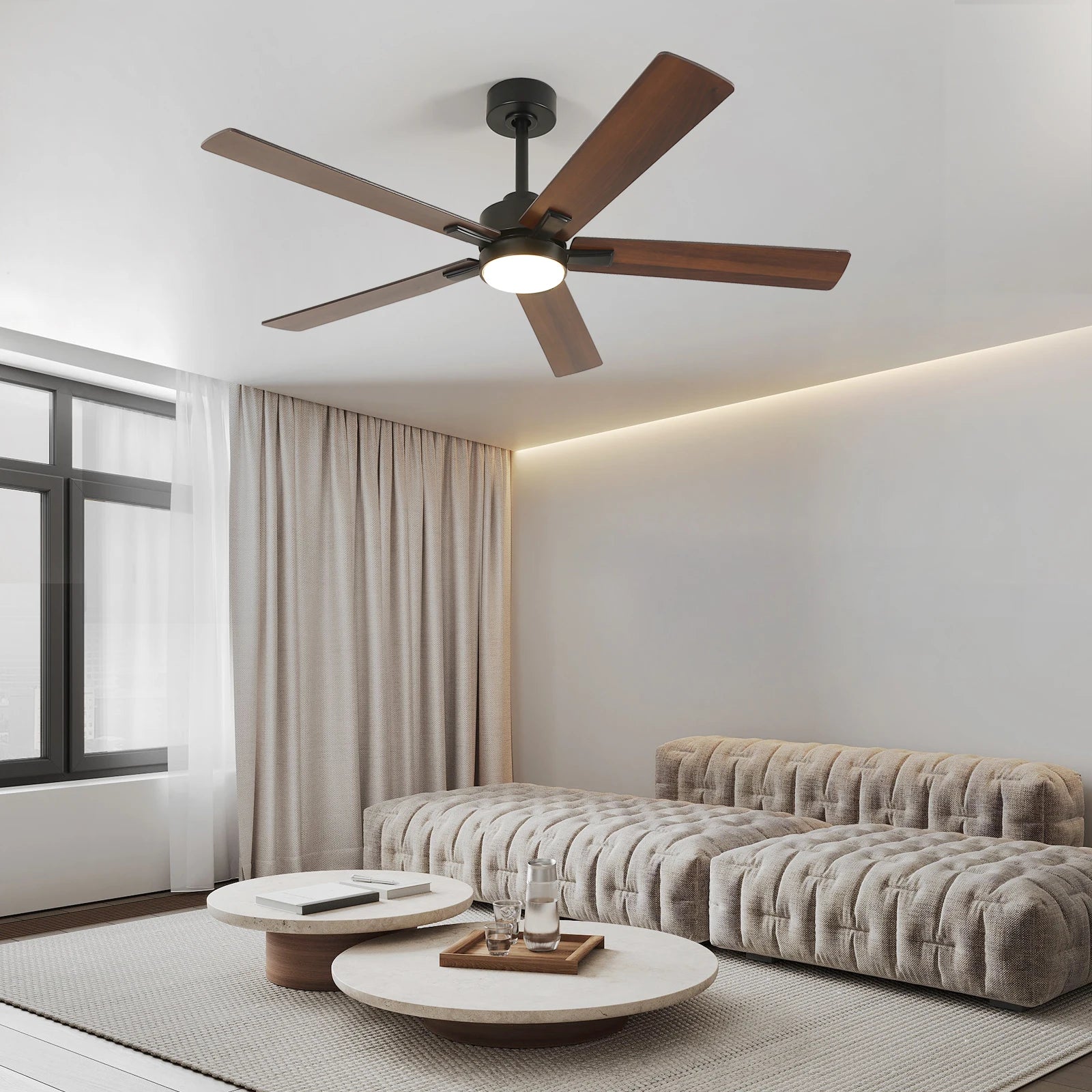 Ventilatore da Soffitto 52'' per Piccoli Ambienti: Ventilatori da Soffitto Moderni con Luce e Telecomando - Motore DC Reversibile Silenzioso Dimmerabile con 6 Velocità