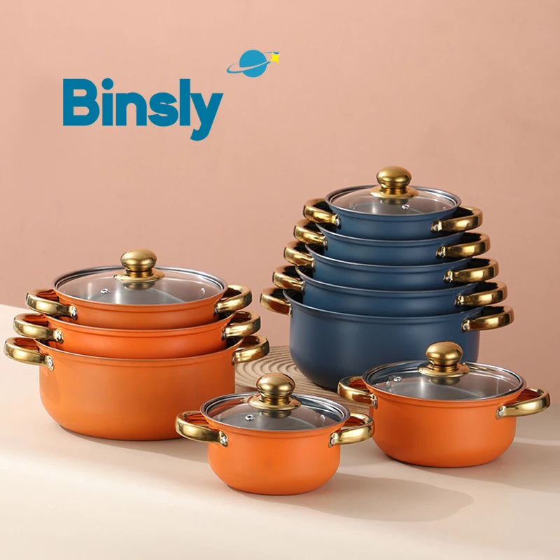 Set di pentole in acciaio inossidabile da 10 pezzi Pentole a induzione Utensili da cucina antiaderenti Pentola per stufato in acciaio inossidabile con coperchio per pentola
