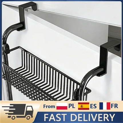 6-Tier Over the Door Hanging Organizer, Anti-Tip, 6 Large Baskets, No Drilling, Metal Rack for Bedroom, Bathroom, Kitchen