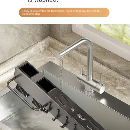Mensole da cucina senza attrezzi, accessori da cucina, tubo portabacchette multifunzionale a parete, portaoggetti per coltelli e utensili