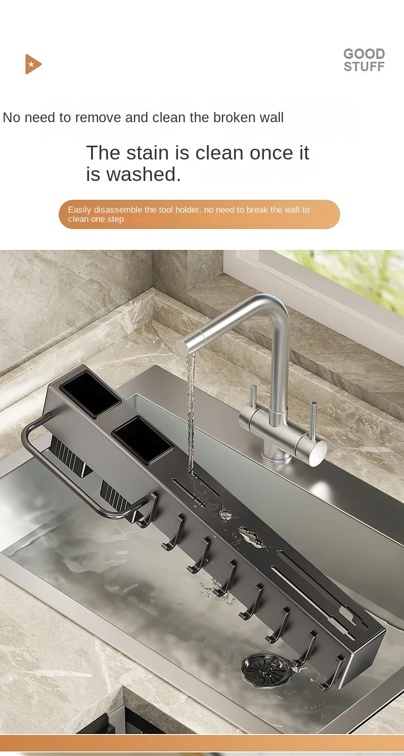 Mensola da cucina senza attrezzi, accessori da cucina, tubo per bacchette multifunzionale a parete, deposito per coltelli e attrezzi