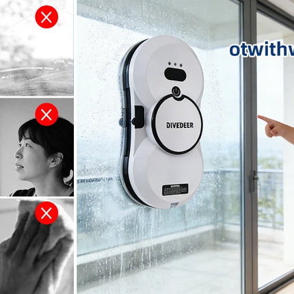 DIVEDEER Window Cleaner Robot with Smart Water Spray High Suction Electric Window Vacuum Double-Sided Glass Cleaner
