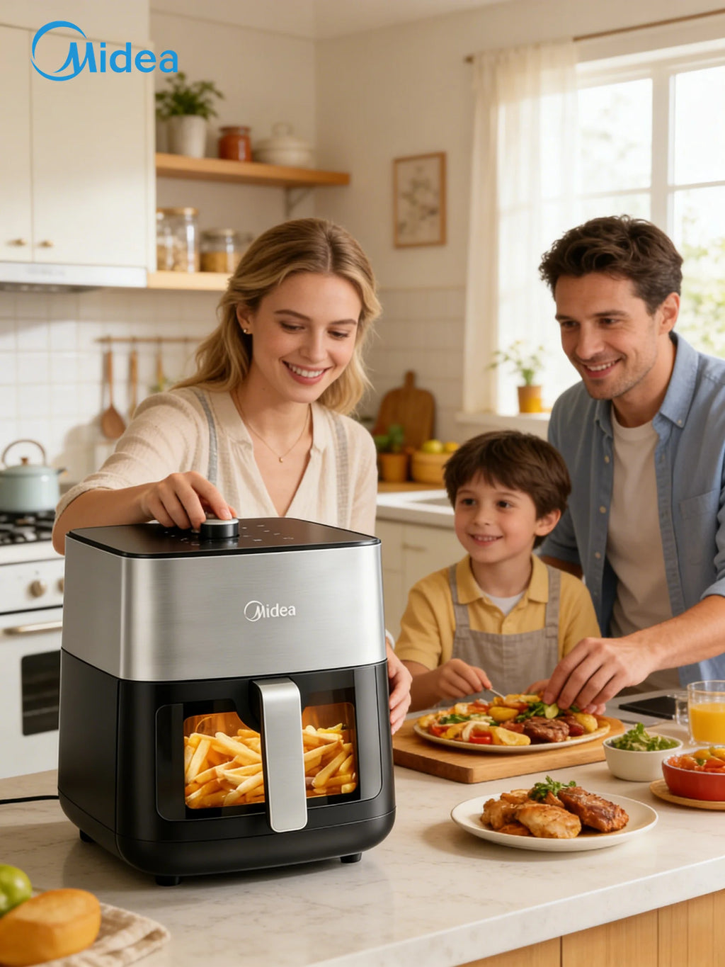 Friggitrice ad Aria Midea da 6,5L con Touchscreen Digitale e Finestra di Visualizzazione