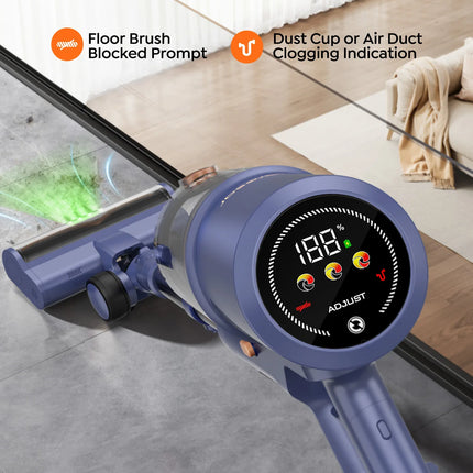 Laresar V11 650W 75000PA - Aspirapolvere senza fili ultra resistente, 90 minuti di autonomia, batteria rimovibile e display intelligente