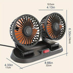 Ventilatore per auto EAFC 5V/12V 360 °   Ventilatore USB a Doppia Testa per Auto, Silenzioso, 2 Velocità Regolabili, Raffreddatore Automatico per Camper, Camion e Accessori Auto