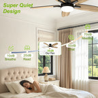 Ventilatore da soffitto a doppia pala da 42 pollici con luce LED dimmerabile, motore DC reversibile a 6 velocità dimmerabile, timer silenzioso, ventilatore a basso profilo per camera da letto, cucina, appartamento
