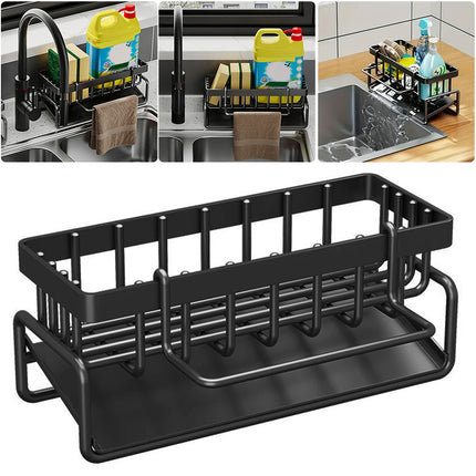 Multifunctional Space-Saving Sink Caddy Rustproof Sponge Holder Kitchen Sink Organizer Countertop Sink Storage