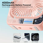 Mini ventilatore portatile USB da tavolo, flusso d'aria potente e funzionamento silenzioso, 4 velocità, vento a 180° ° Ventilatori da terra girevoli per la casa