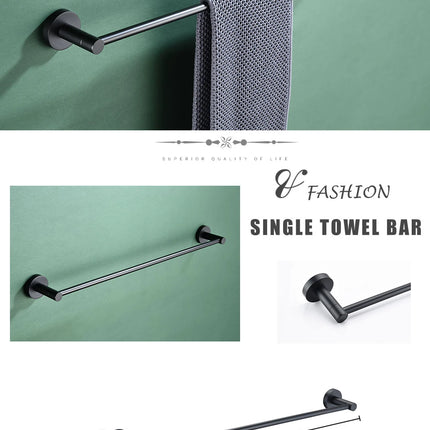 Matt Black Stainless Steel Towel Rack Towel Bar Soap Dish Toilet Paper Holder Towel Hooks Bathroom Accessories