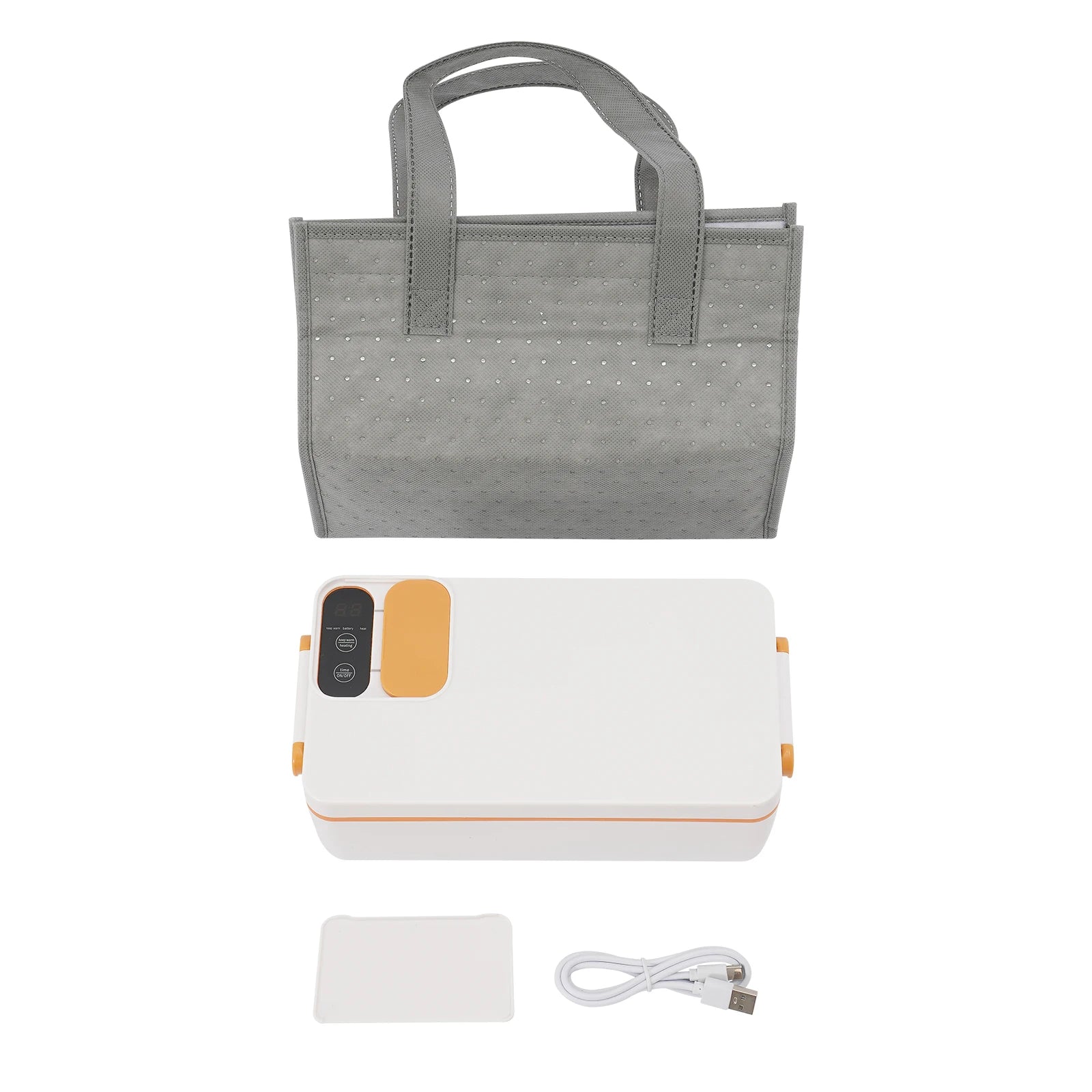 Tragbarer smarter Speisenwärmer mit wiederaufladbarem 1-Liter-Akku, Touch-Steuerung, LED-Anzeige und USB-Ladefunktion