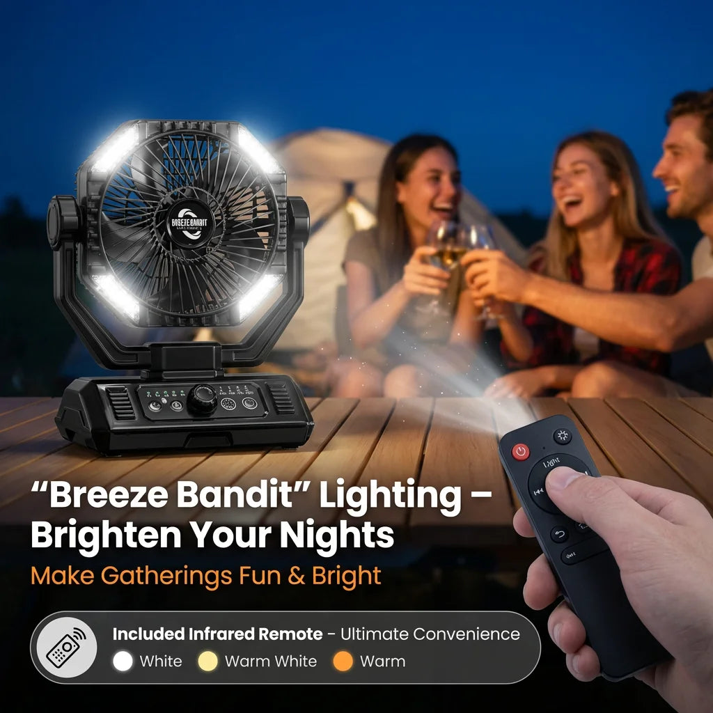 Ventilatore da campeggio coldSky 20000mAh con 4 luci LED e telecomando, 8 velocità regolabili, ricaricabile, per tenda e pesca