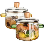 1600 ml durchsichtiger Glas-Suppentopf, großer Suppentopf aus Borosilikatglas, Glas-Kochtopf mit Deckel, Suppentopf