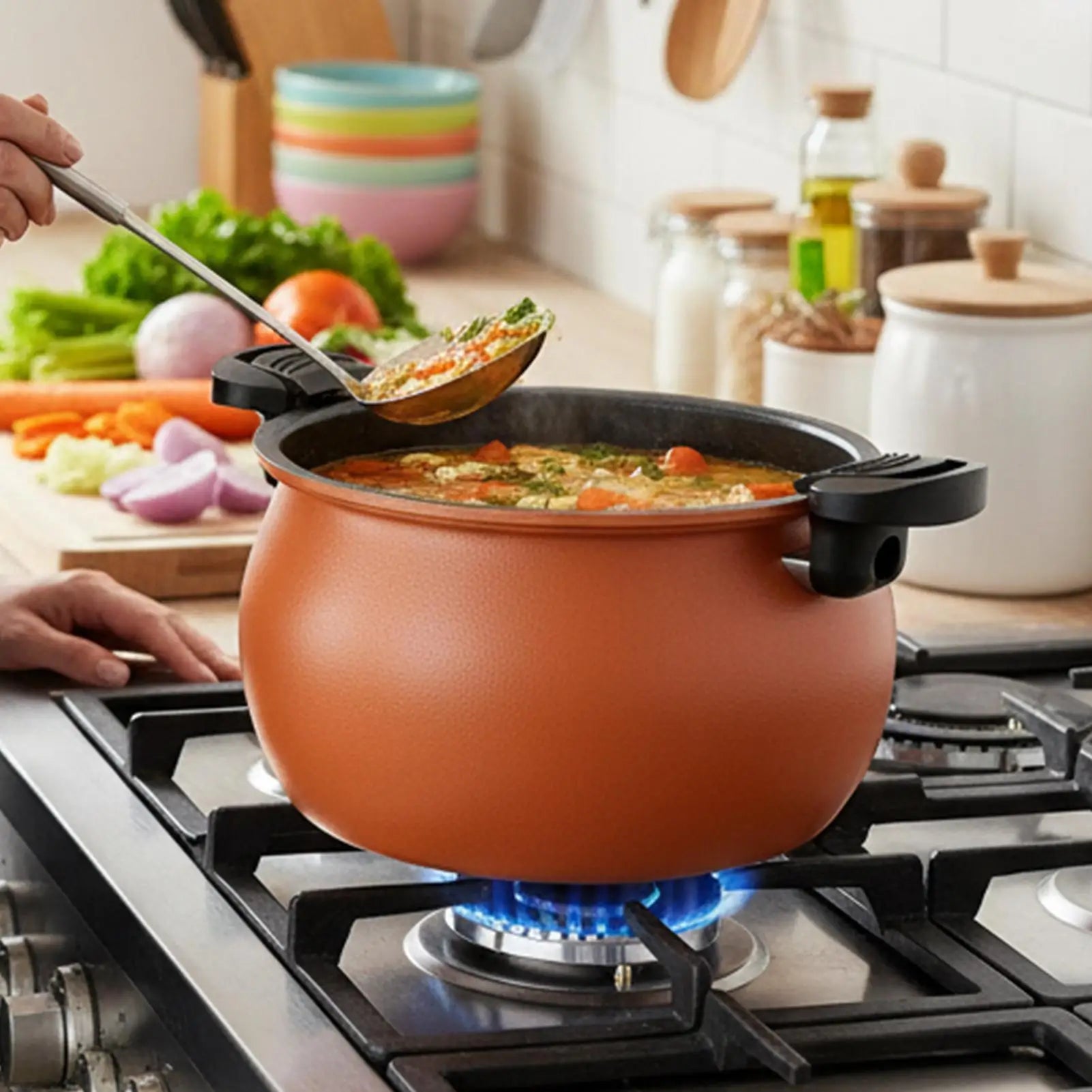 Großer Antihaft-Multifunktions-Schnellkochtopf mit transparentem Deckel, Slow Cooker zum Kochen