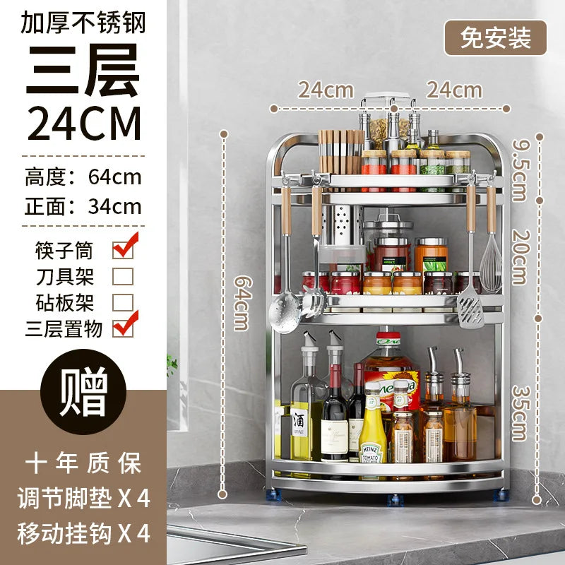 Mensola angolare da cucina, supporto angolare in acciaio inox, porta coltelli per condimenti e spezie, montaggio a parete per uso domestico