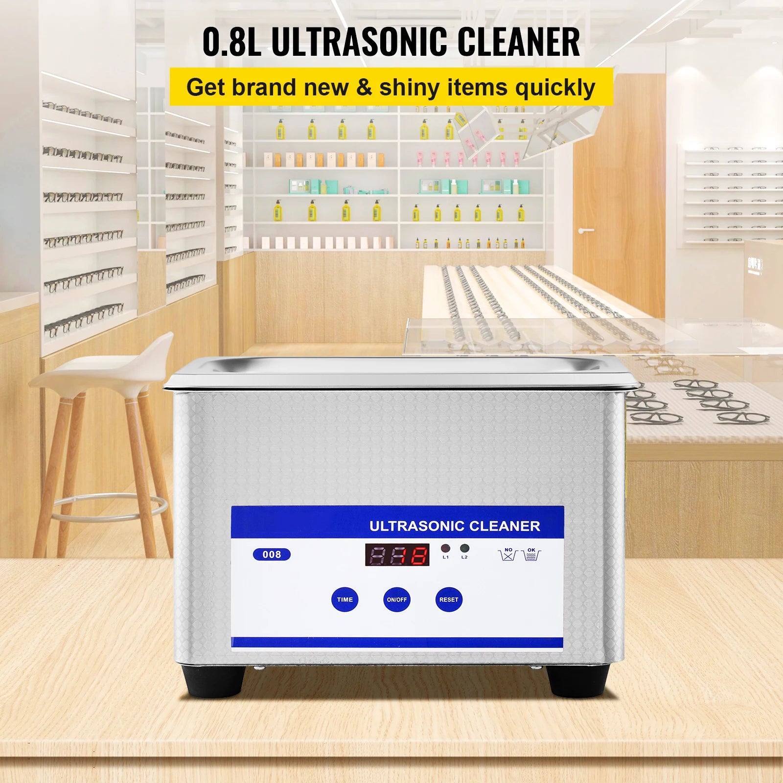 SucceBuy 800ml Ultraschallreiniger Tragbare Reinigungsmaschine 35W Mini-Geschirrspüler Ultraschallbad Sonisches Haushaltsgerät