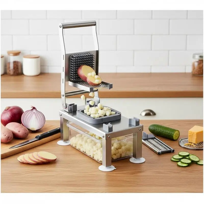 Gemüseschneider, Mandoline, All-in-One Gemüseschneider mit 8 Edelstahlklingen, Käsereibe, Zwiebel- und Kartoffelschneider mit Behälter, Küchenhelfer und Geräte zum Essen