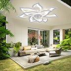 Ventilatore da soffitto con lampada LED, in acrilico a forma di loto, 6 velocità, silenzioso, a risparmio energetico, con luce integrata