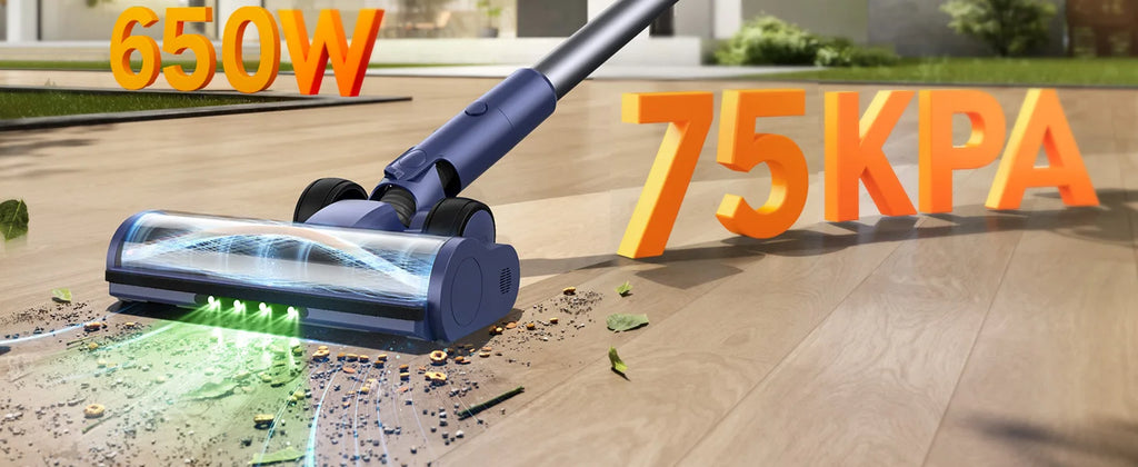 Laresar V11 650W 75000PA Ultra-robuster Akku-Staubsauger, 90 Minuten Laufzeit, herausnehmbarer Akku und intelligentes Display