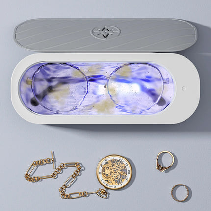 Ultrasonic Cleaning Machine with USB Rechargeable or Battery-Powered Mode, High-Frequency Vibration Cleaner for Jewelry and Glasses
