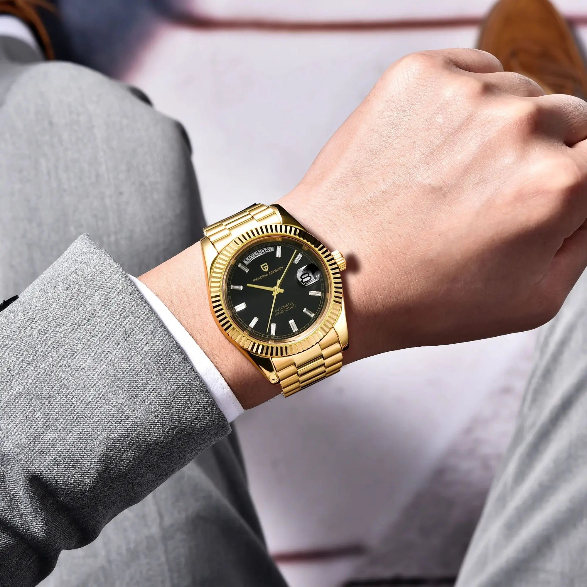PAGANI DESIGN 2025 Neue Datumswoche 40MM Herrenuhren Luxusmarke Gold Automatische Herrenuhr Mechanische wasserdichte Herrenarmbanduhr