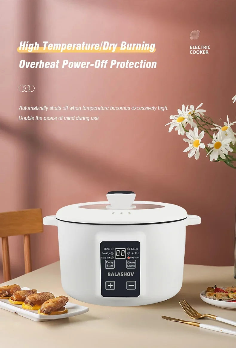 Multi-Kocher 220V Tragbarer Ein-/Doppelschicht-Elektrotopf 1,7L Antihaft-Heimküchentopf für Ramen, Knödel, Haferflocken