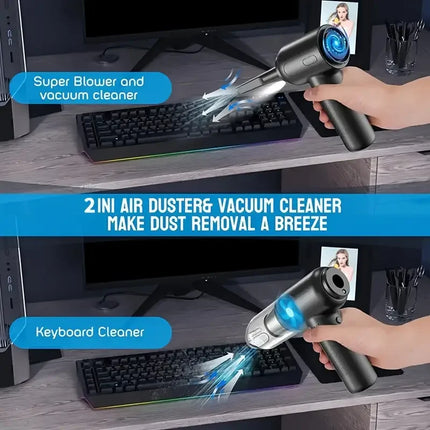 2 in 1 spolverino ad aria compressa senza fili soffiatore di polvere ricaricabile aspirapolvere elettrico per divano tastiera computer