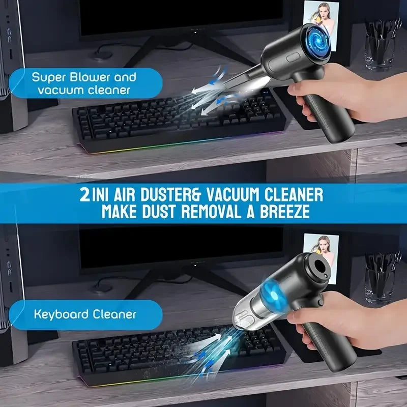 2 in 1 spolverino ad aria compressa senza fili soffiatore di polvere ricaricabile aspirapolvere elettrico per divano tastiera computer