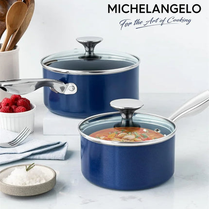 MICHELANGELO Set di pentole per salsa antiaderenti in alluminio Pentolino per latte per uso domestico con manico in acciaio inossidabile Pentola per zuppa Utensili da cucina