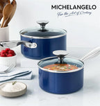 MICHELANGELO Antihaft-Aluminium-Soßenpfannenset, Milchtopf für zu Hause mit Edelstahlgriff, Suppentopf, Kochgeschirr
