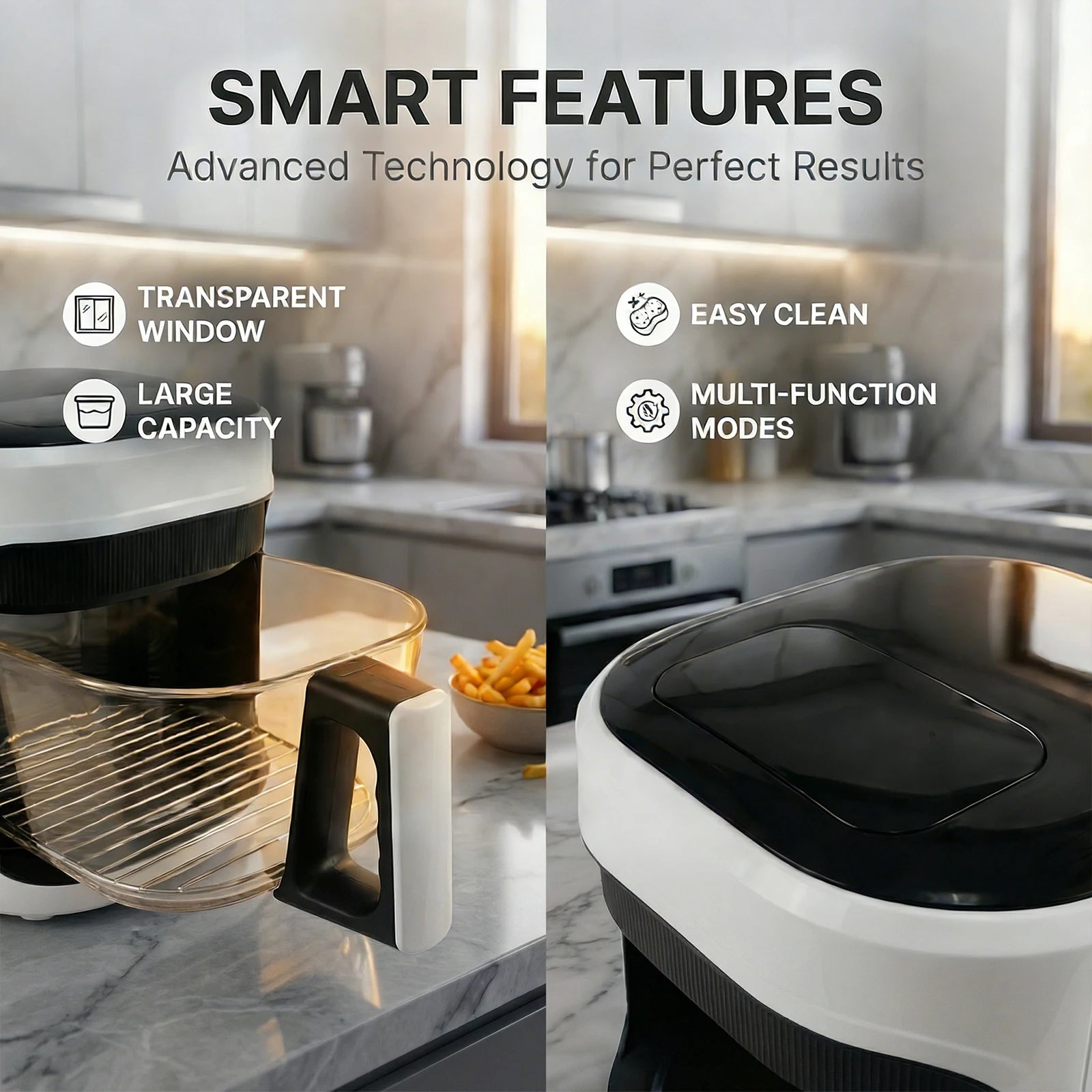 Friggitrice ad Aria Podofo 5L 1350W con Controllo Touch in Vetro