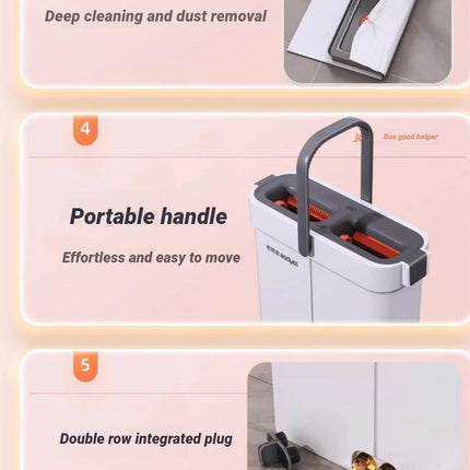 Set Mocio Piatto Mani Libere JOYBOS 40cm con Secchio, Lavapavimenti Rotante, Microfibra Lavabile per Bagno, Toilette e Casa