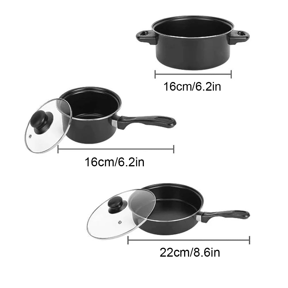Set di Pentole Antiaderenti da 12 Pezzi con Coperchio, Padella Profonda, Pentola per Latte, Padella in Pietra Maifan per Tutti i Tipi di Piano Cottura