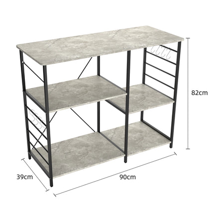 Kitchen Microwave Stand, 4-Tier, Space-Saving Multi-Purpose Metal Shelf for Coffee Shop and Living Room