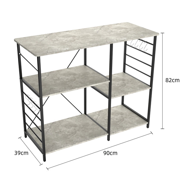 Kitchen Microwave Stand, 4-Tier, Space-Saving Multi-Purpose Metal Shelf for Coffee Shop and Living Room