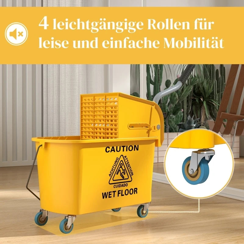 20-Liter-Putzwagen, Putzwagen mit Press- und Müllset, inklusive Eimer. Mopp, Rolle