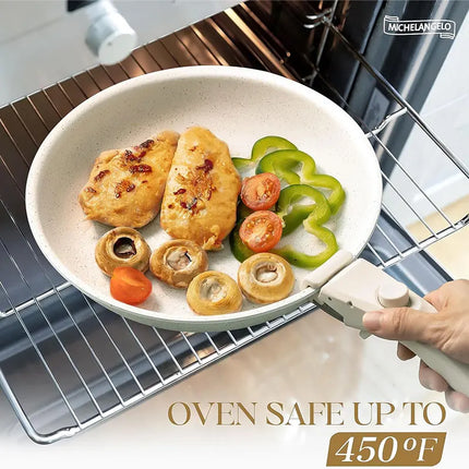 Induction Pan Set 8" and 10" Frying Pans with Detachable Handle Granite Frying Pans for Cooking Omelette Pan Set