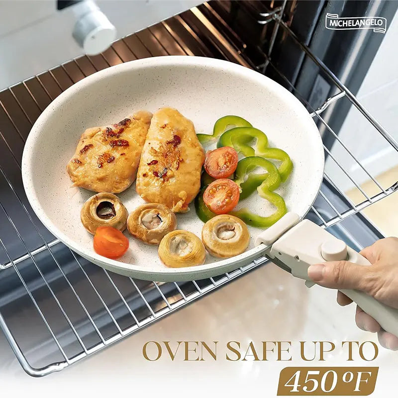 Set di padelle a induzione Padelle da 8" e 10" con manico staccabile Padelle in granito per cucinare set di pentole per frittata