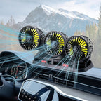Ventilatore per Auto a 3 Teste con Rotazione a 360° °   Ventilatore Rotante a Basso Rumore con 2 Livelli di Velocità – Presa Accendisigari 12V – Flusso d'Aria Rapido e Potente per Berlina, SUV, Camion, Furgone – Incl