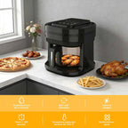 Friggitrice ad aria calda 9 litri, doppio cestello, touchscreen, nero