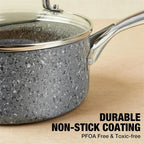 HLAFRG 3 pz/set Pentola Premium Durevole Rivestimento in Granito Pentola per Zuppa Pentola per Latte Domestico con Coperchio in Vetro per Fornello a Induzione Utensili da Cucina