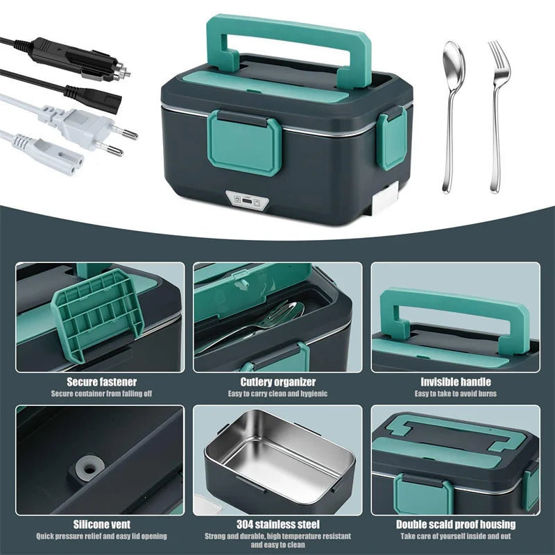 2.5L 90W Riscaldamento Elettrico Lunch Box 12/24/220V Fodera In Acciaio Inox Riscaldatore Per Alimenti Portatile Bento Box Contenitore Per Alimenti per Auto Casa