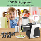 Elektrischer 5-in-1 Gemüseschneider, Reibe für Käse, Karotten und Kohl, Küchenmaschine