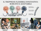 Ventilatore ricaricabile USB con treppiede flessibile, silenzioso e ad alta potenza, portatile per scrivania, passeggini e campeggio