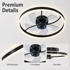Ventilatore da soffitto con luce LED 50 cm Oraymin moderno telecomando dimmerabile 6 velocità