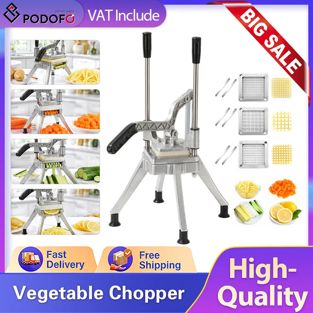Podofo Affettatrice Professionale per Verdure e Frutta 1/2+3/8+1/4 Pollici, Tagliapatatine Kattex, Affettatrice per Cipolle, Tagliapatatine in Acciaio Inossidabile, Affettatrice per Patate, Tritatutto per Frutta per Ristoranti