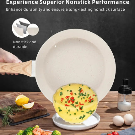 21-Piece Aluminum Cookware Set, Non-stick, White Granite, for Induction Cooktops, with Lid, Double Handle, Silicone Utensils, PFOA-Free