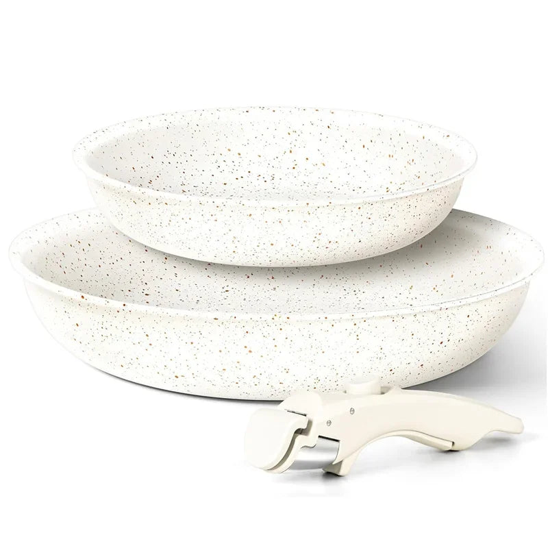 MICHELANGELO Padelle Antiaderenti Set Manico Rimovibile Padelle Rivestimento in Granito Padelle Non Tossicche Bistecca Frittata Padella Forno Sicuro