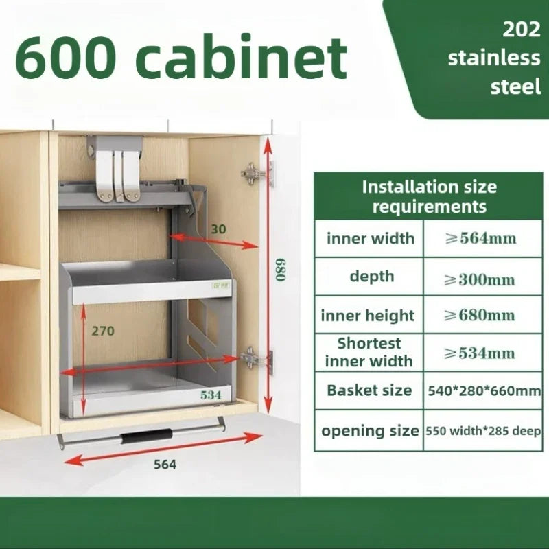 Scaffale Sollevabile Salvaspazio, Armadietto a Muro Estraibile, Scaffale Organizzatore, Scaffali Porta Spezie da Cucina, Mobili Multifunzionali per Cucina